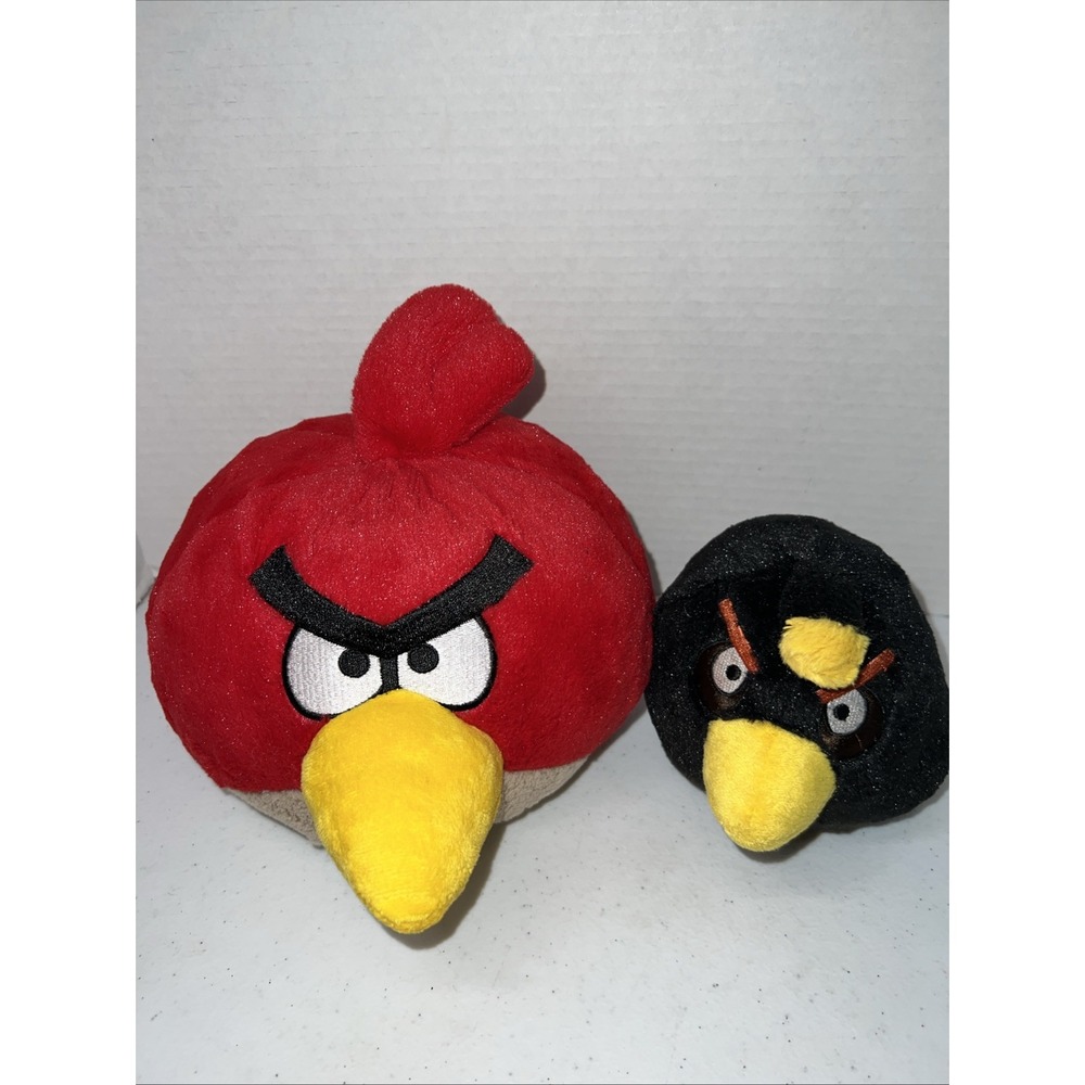 Rovio Angry Birds 9" Red Bird Plush No Sound Commonwealth & 5" Black Bird Bomber